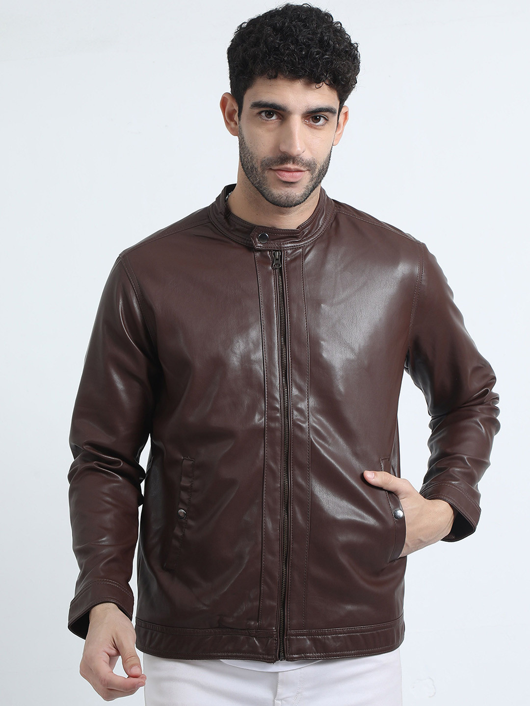 RIGS AND RAGS Men Outdoor Biker Jacket with Patchwork