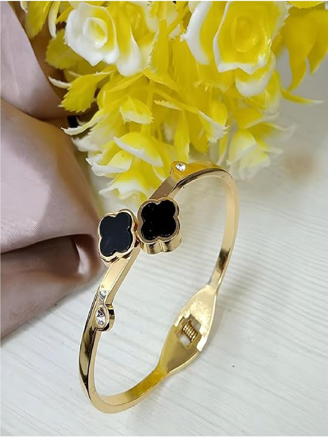 RUHI COLLECTION Unisex Hand Painted Rhodium-Plated Cuff Bracelet