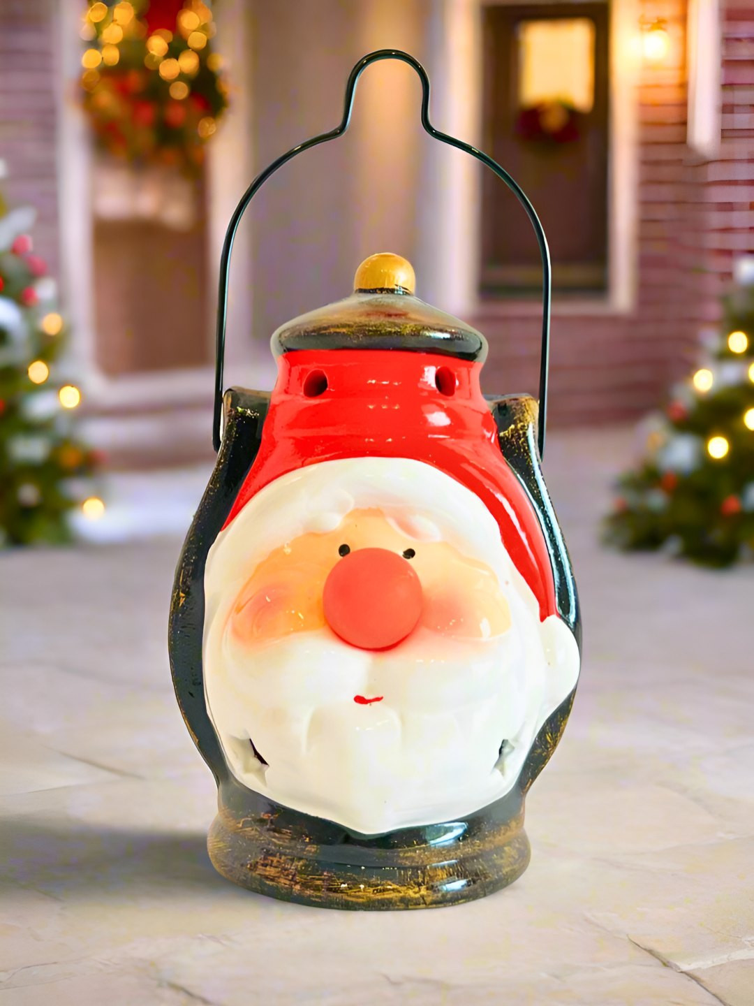 Timaya's Decor Santa Red Ceramic Glossy Living Room Tiny Showpiece - 6.5 Inches