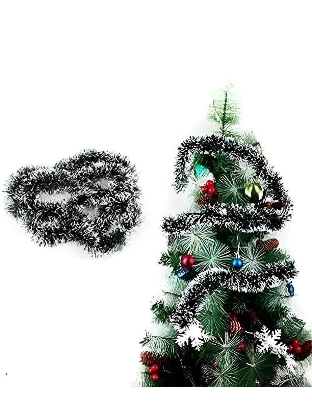 CraftVatika Set of 3 Green Snow Garland for Christmas Tree Decoration Ornaments