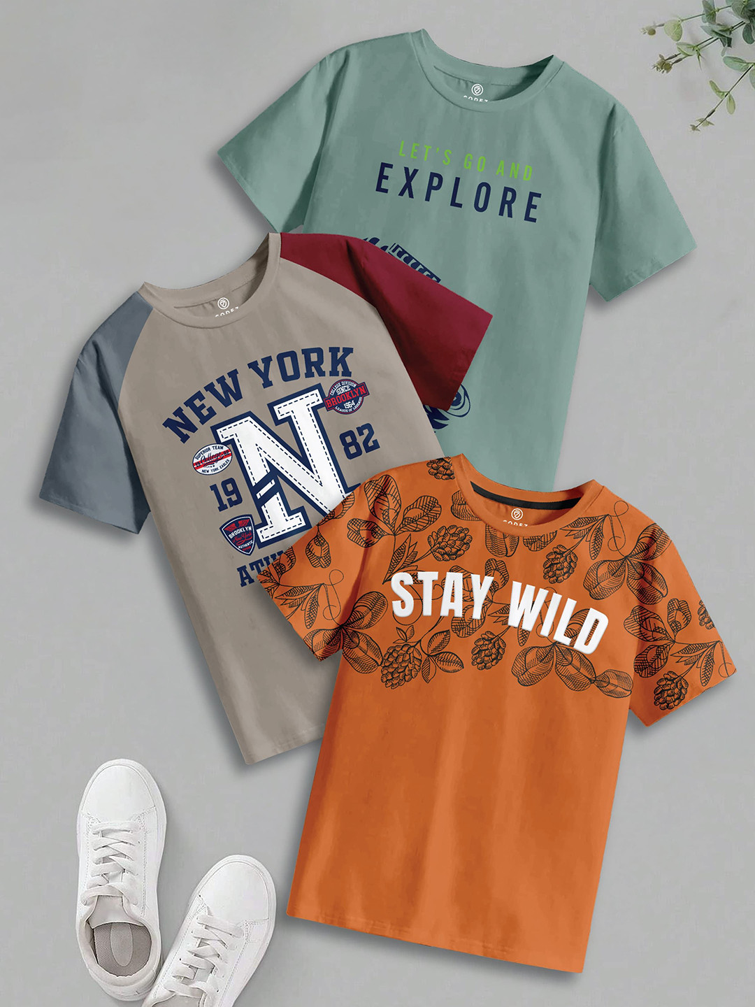 CODEZ Boys 3 Pure Cotton T-shirt