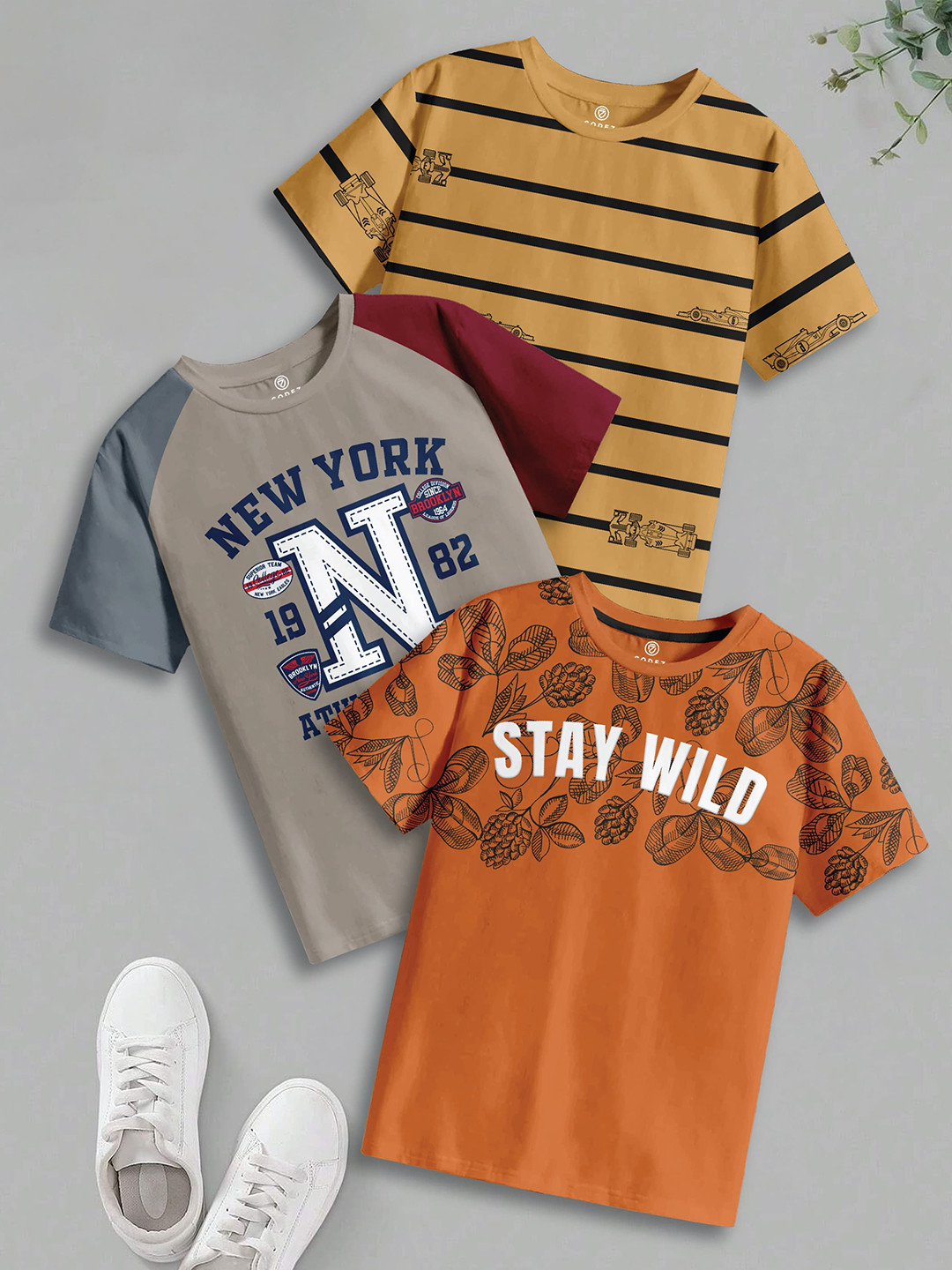 CODEZ Boys 3 Pure Cotton T-shirt