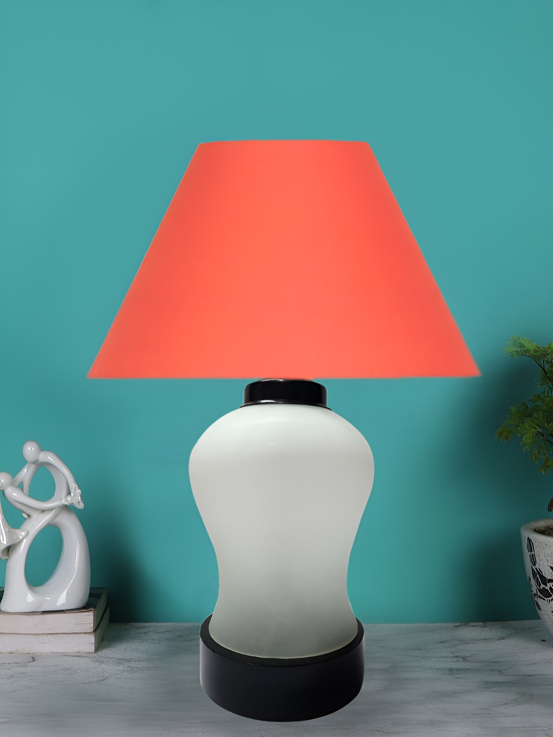 Devansh Blue Glass Traditional Table Lamp with Shade