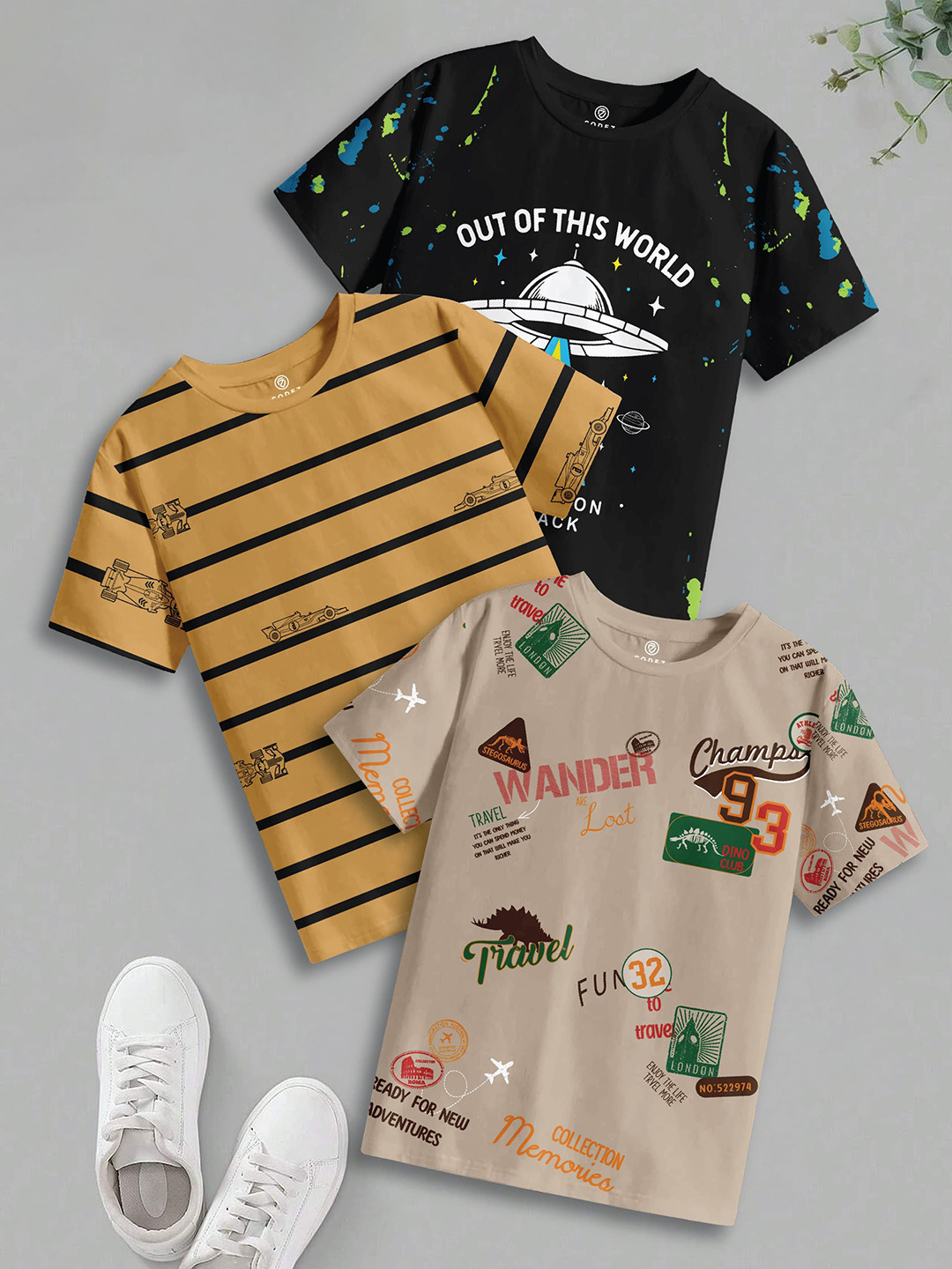 CODEZ Boys 3 Pure Cotton T-shirt
