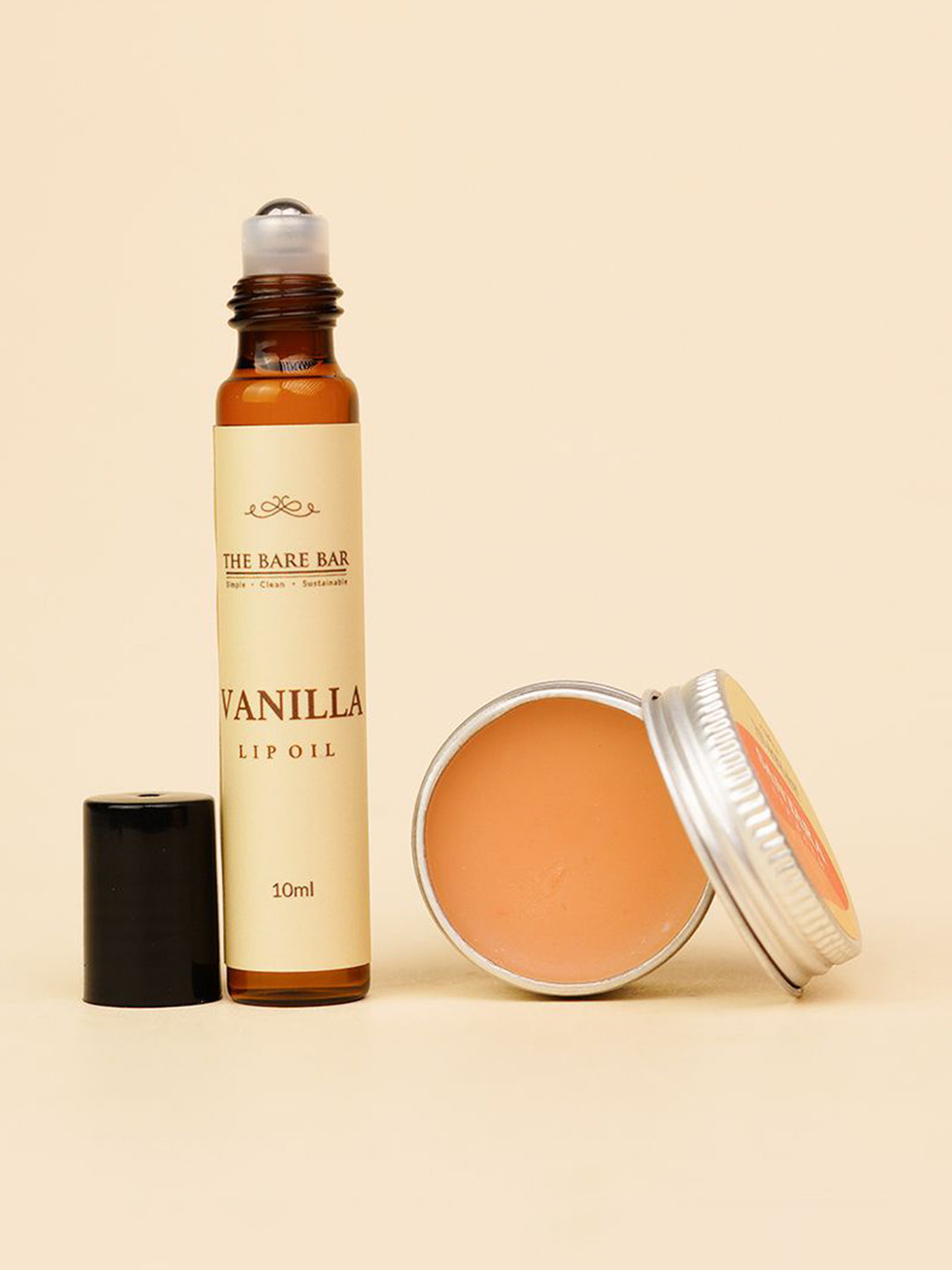 The Bare Bar Set Of 2 Santara Lip Balm & Vanilla Lip Oil - 10 g Each