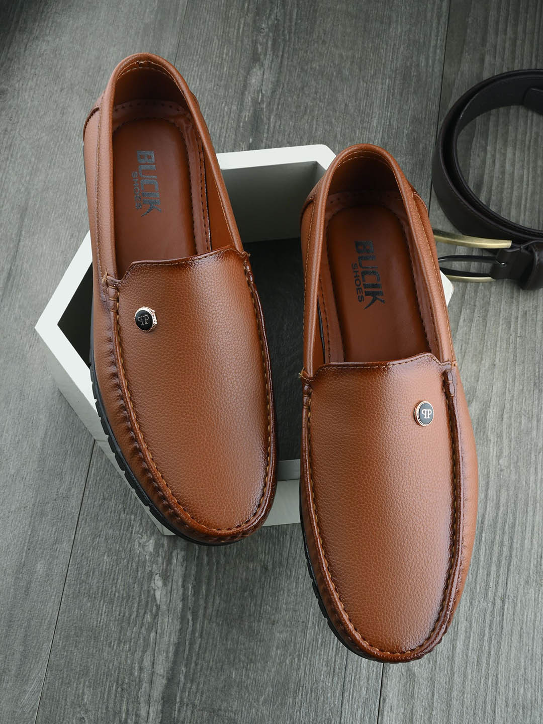 BUCIK Men Round Toe Slip-On Loafers