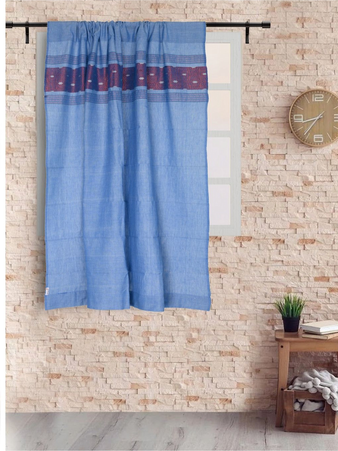 ArtEastri Blue & Red Geometric Window Curtain