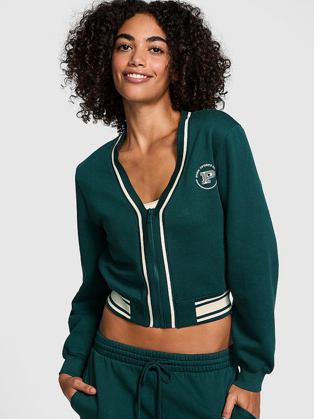 Victoria's Secret PINK Ivy Fleece Front-Zip Cardigan