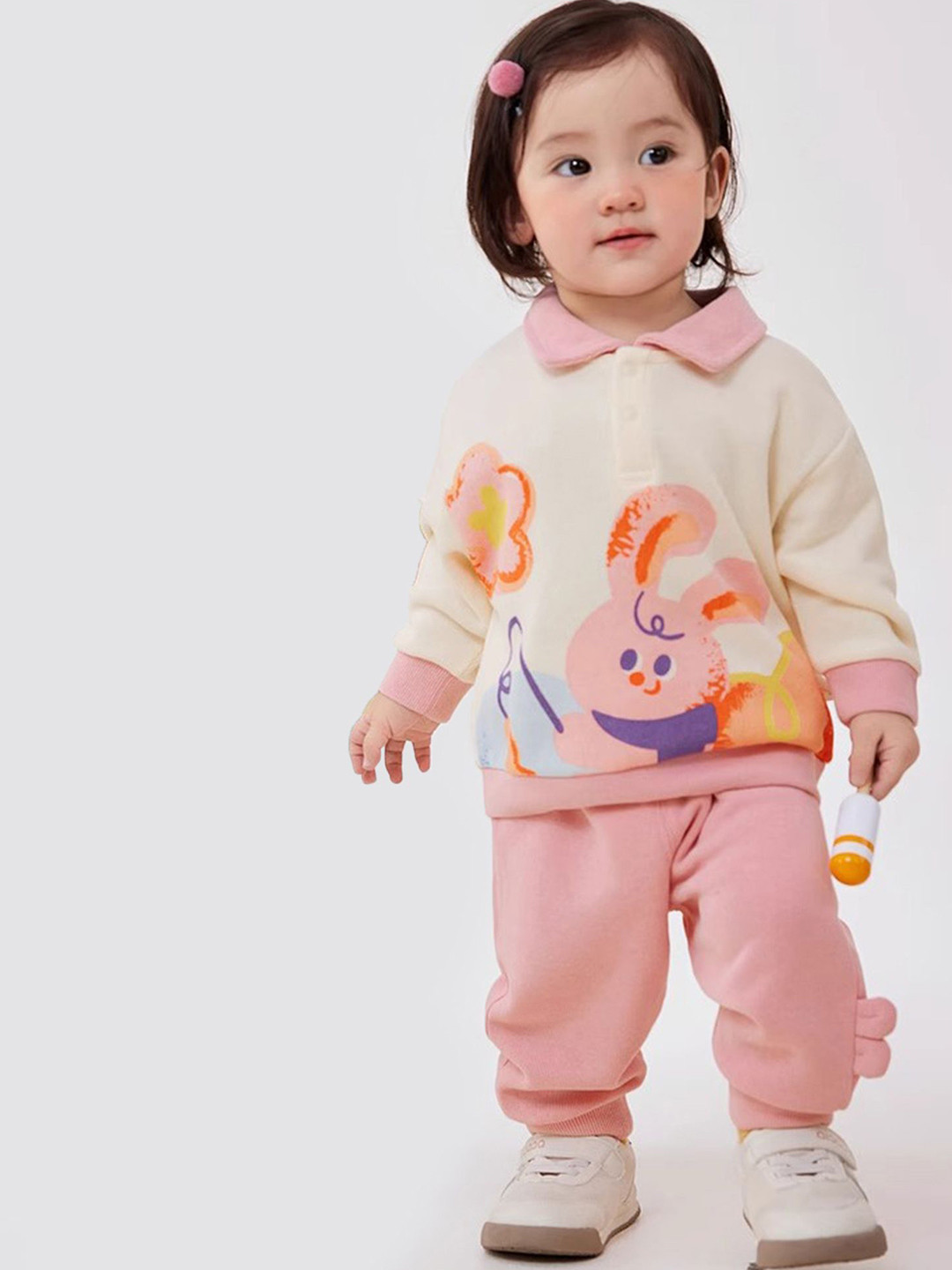 LULU & SKY Unisex Kids Printed Polo Collar Long Sleeves Sweatshirt With Jogger