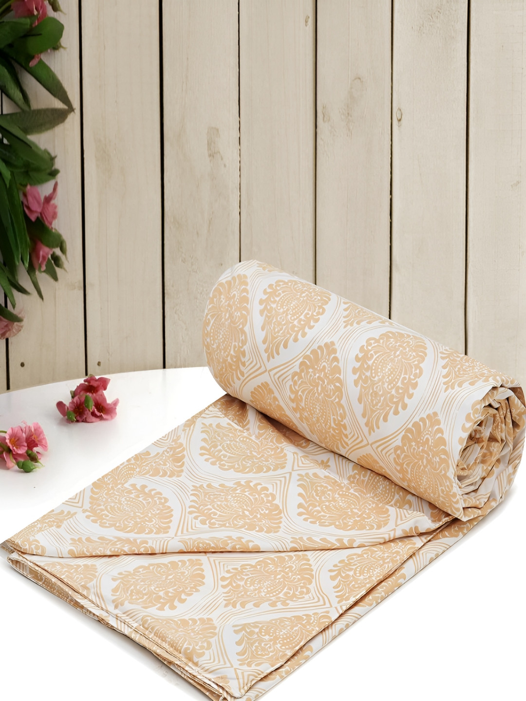 RRC Cream & Brown Floral  Double Duvet Cover- 2.28 m x 2.54 m