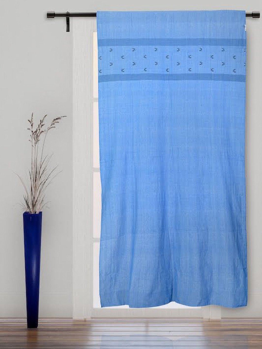 ArtEastri Blue Geometric Black Out Door Curtain