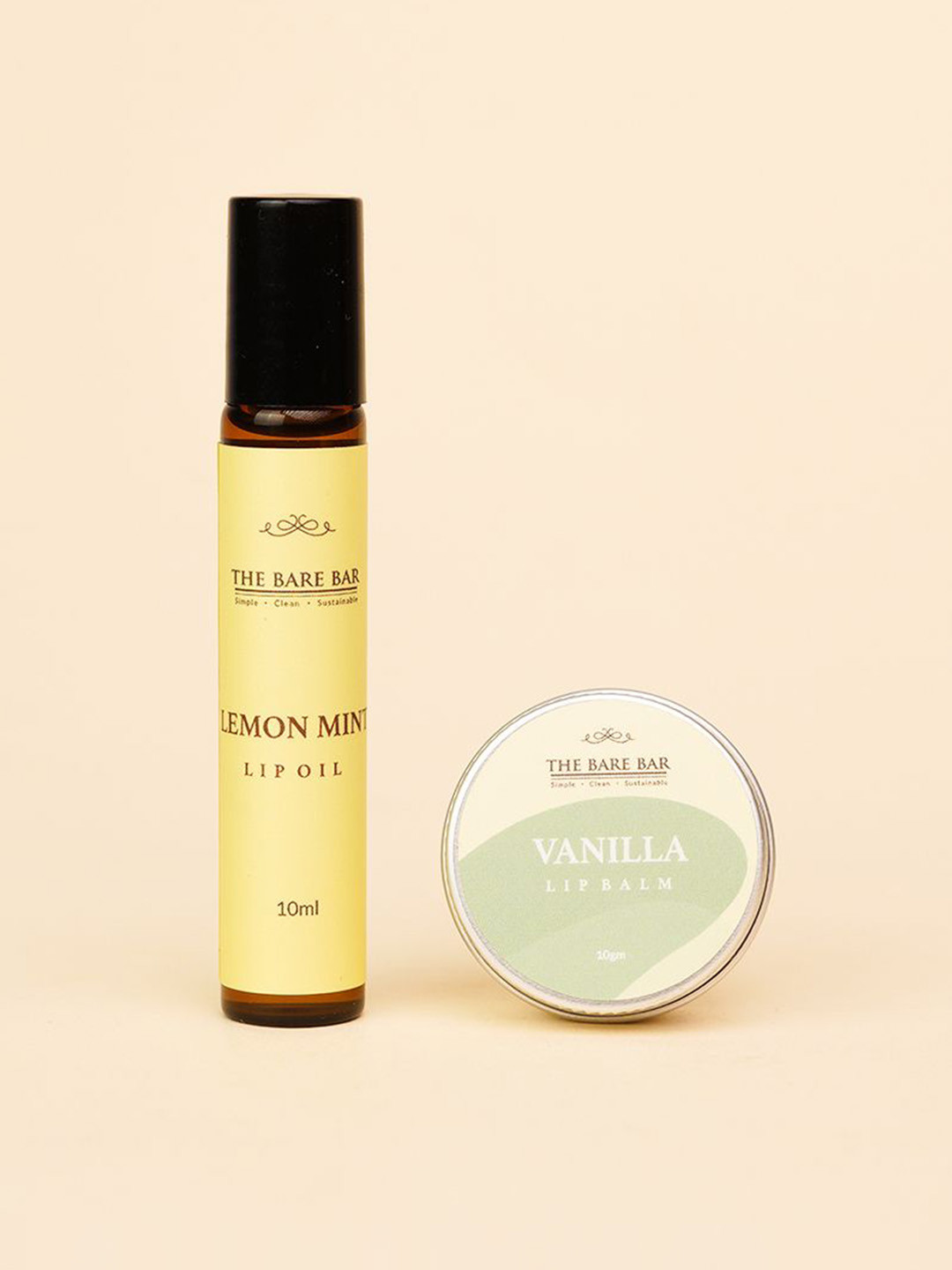 The Bare Bar Set Of 2 Vanilla & Lemon Mint Lip Oil Balm - 10 g Each