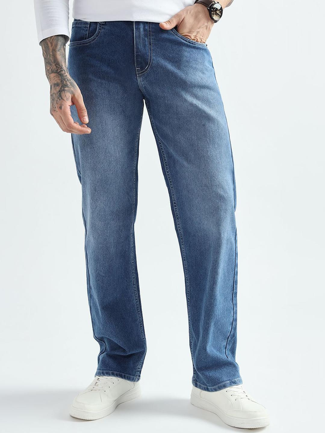 DENIMLOOK Men Baggy Mid-Rise Stretchable Baggy Jeans