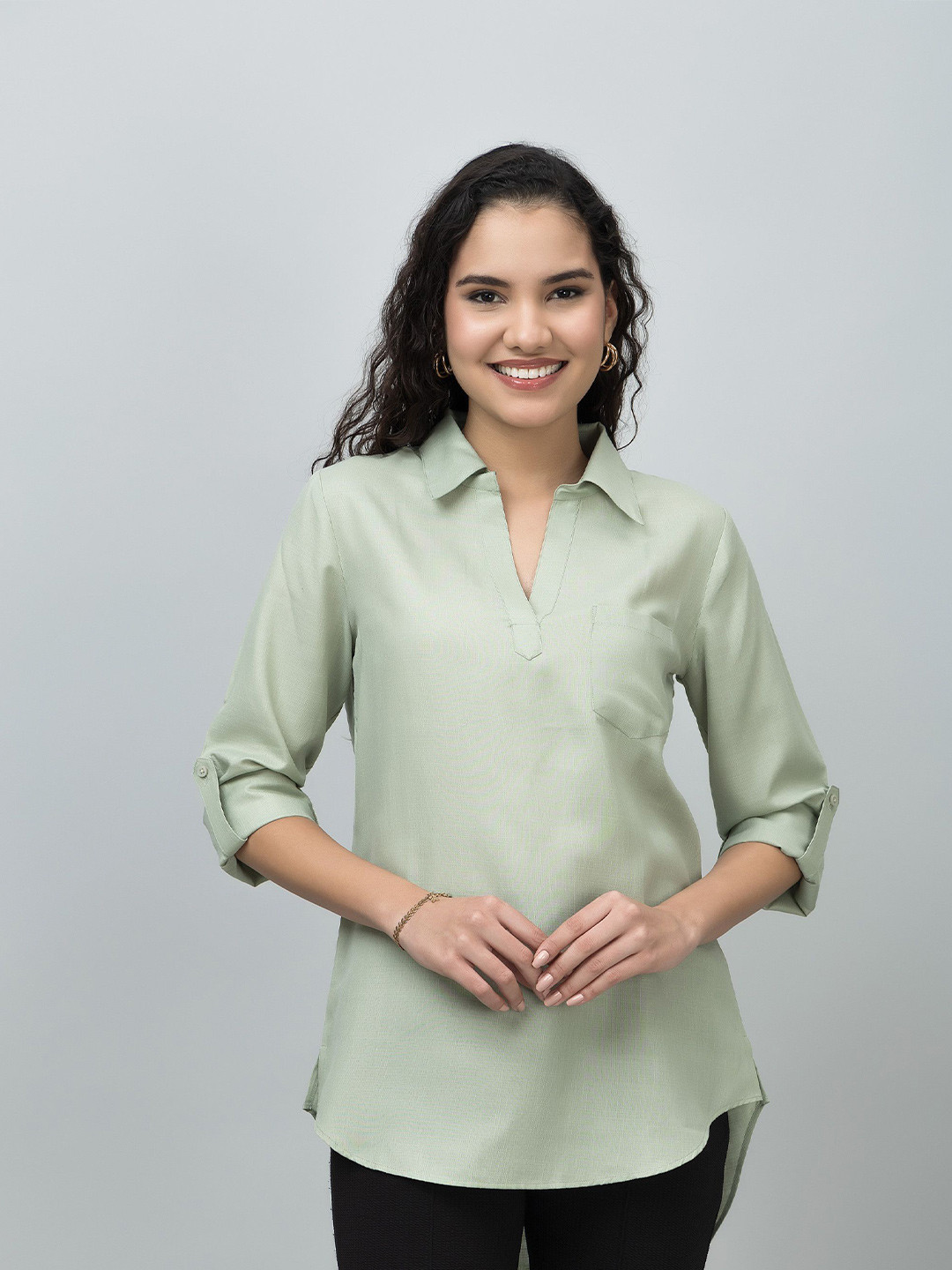 PURYS Women Shirt Collar Tunic