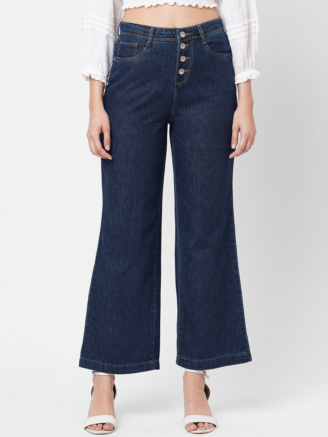 Kraus Jeans Women High-Rise Pure Cotton Wide Leg Jeans