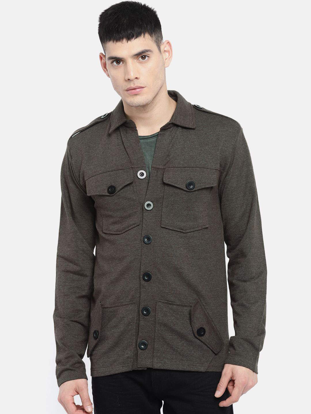 ARISE Men Shirt Collar Front-Open Sweatshirt