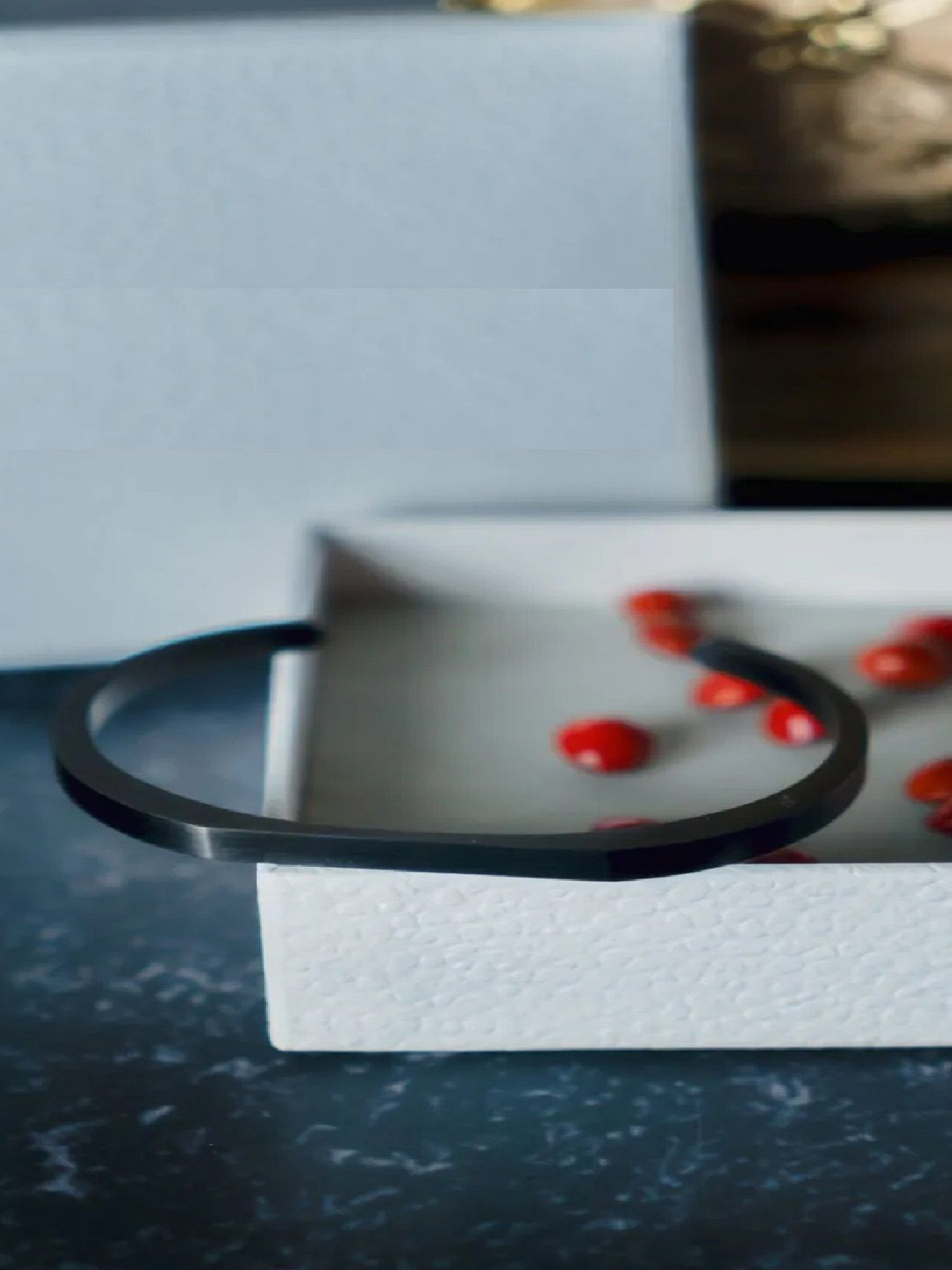 RUHI COLLECTION Unisex Hand Painted Rhodium-Plated Kada Bracelet