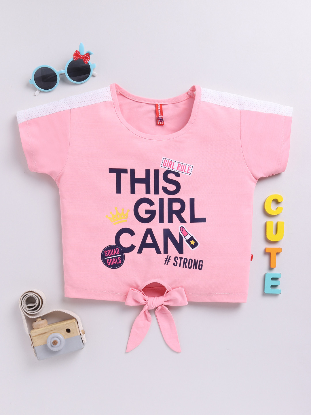 Here&Now X Game Begins Printed Waist Tie-Ups Crop Top