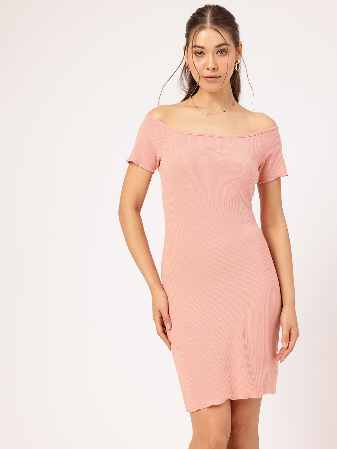 DressBerry Off-Shoulder Knitted Bodycon Dress
