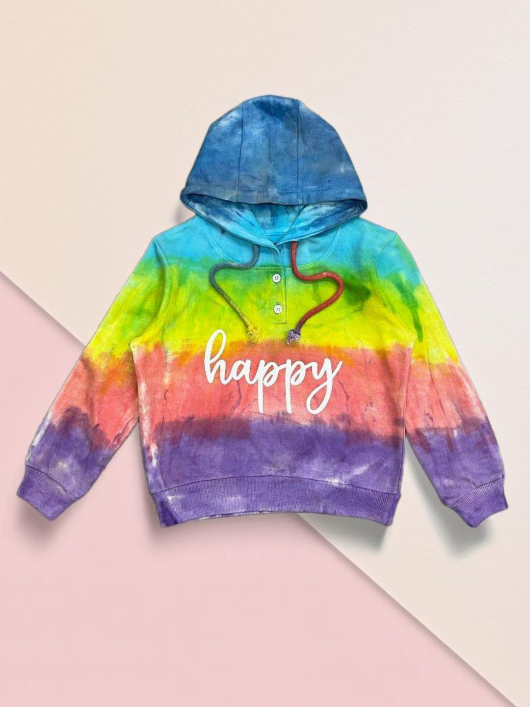 TINY TREASURE Kids Tie & Dye Printed Hooded Pullover