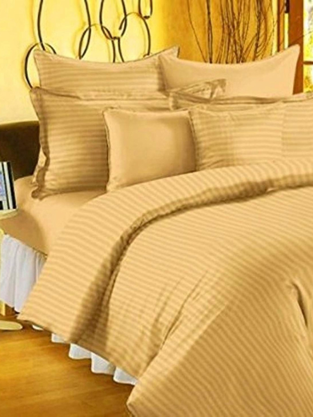 Trance Home Linen Yellow & White Striped Microfiber Double Bed Duvet 2.45m x 2.47m