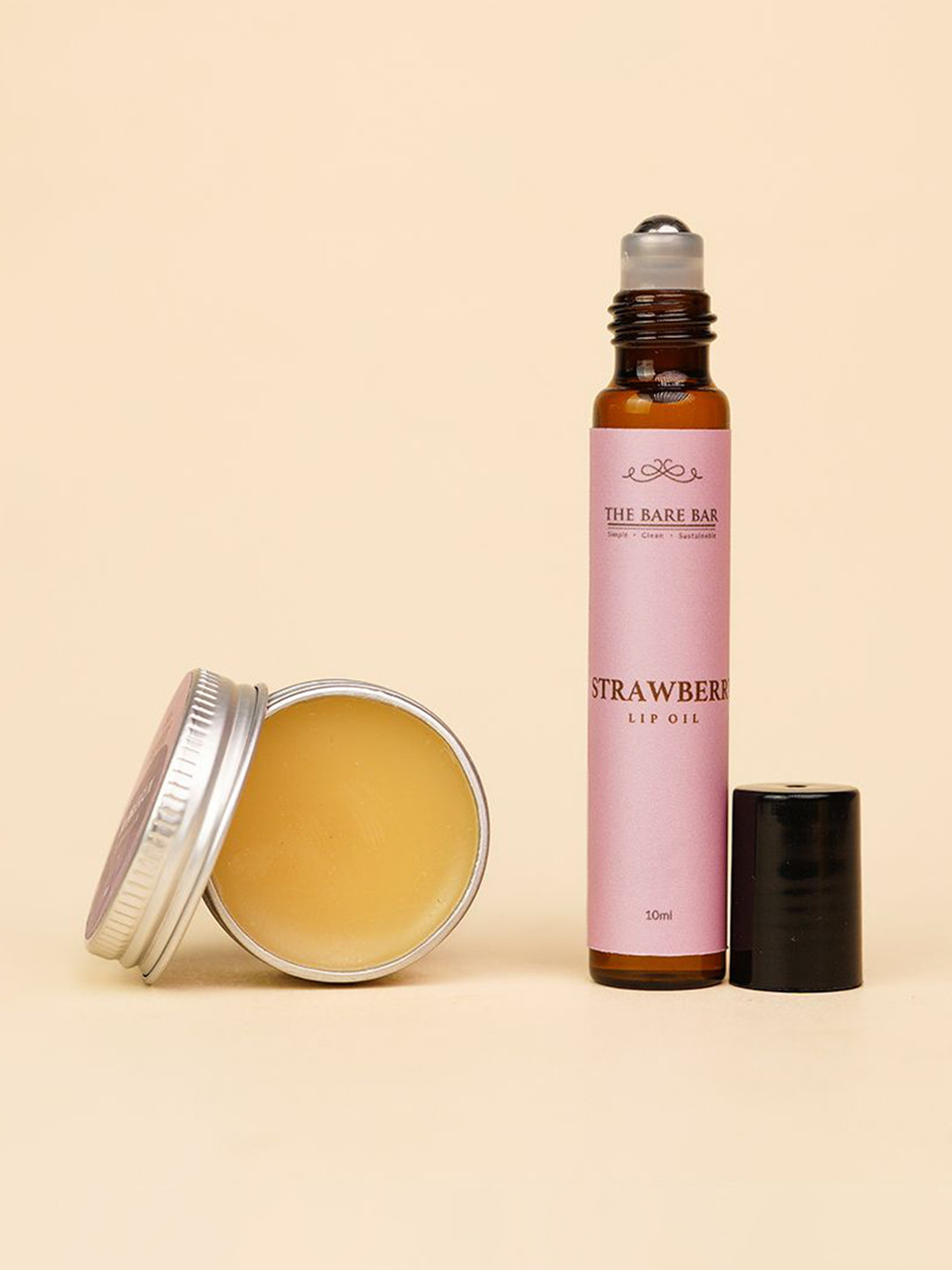 The Bare Bar Set Of 2 Bubble Gum Lip Balm & Strawberry Lip Oil - 10 g Each