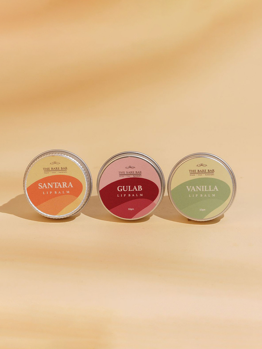 The Bare Bar Set Of 3 Santara, Vanilla & Gulab Lip Balm - 10 g Each