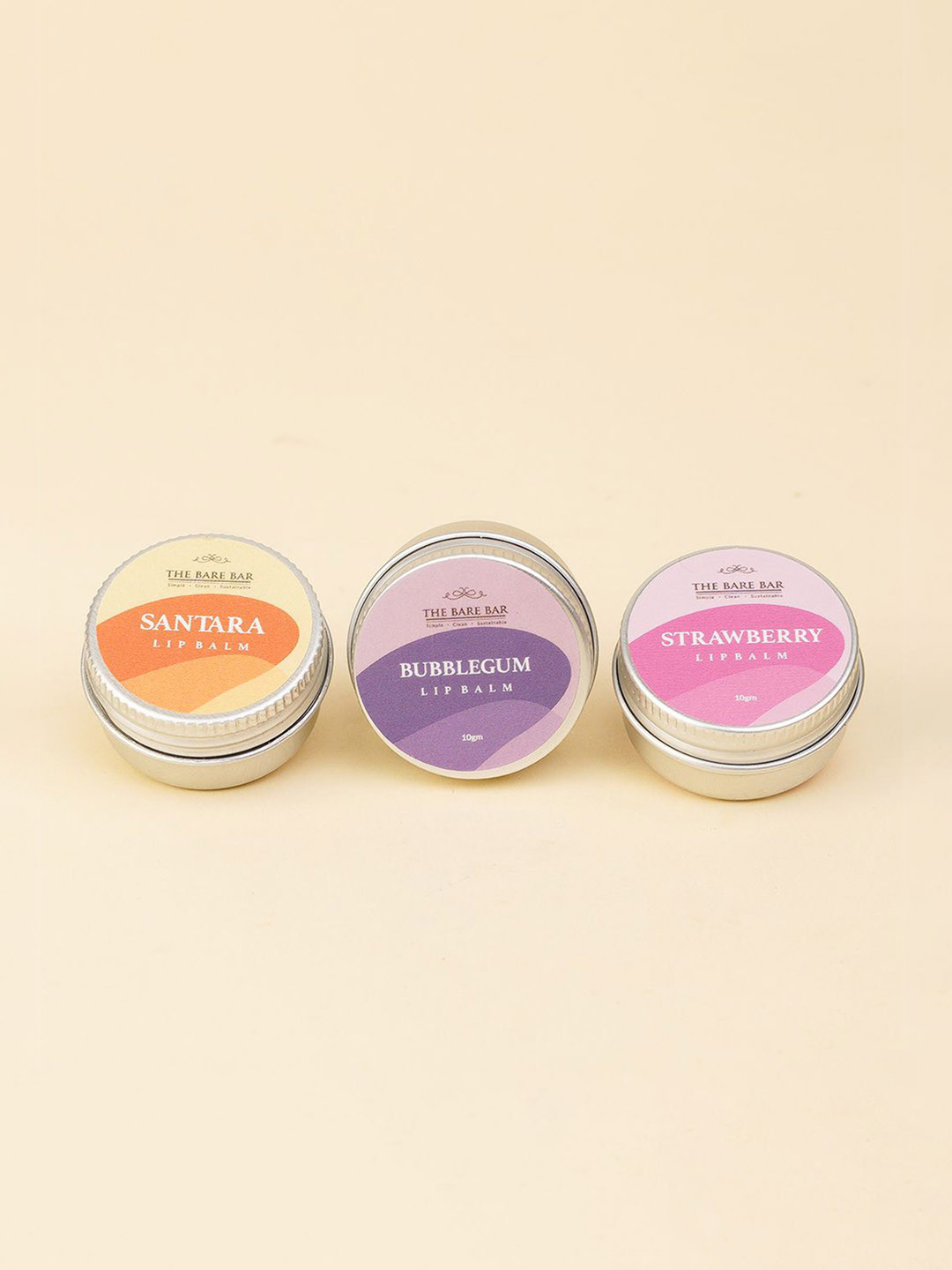 The Bare Bar Set Of 3 Strawberry, Santara & Bubble Gum Lip Balm - 10 g Each