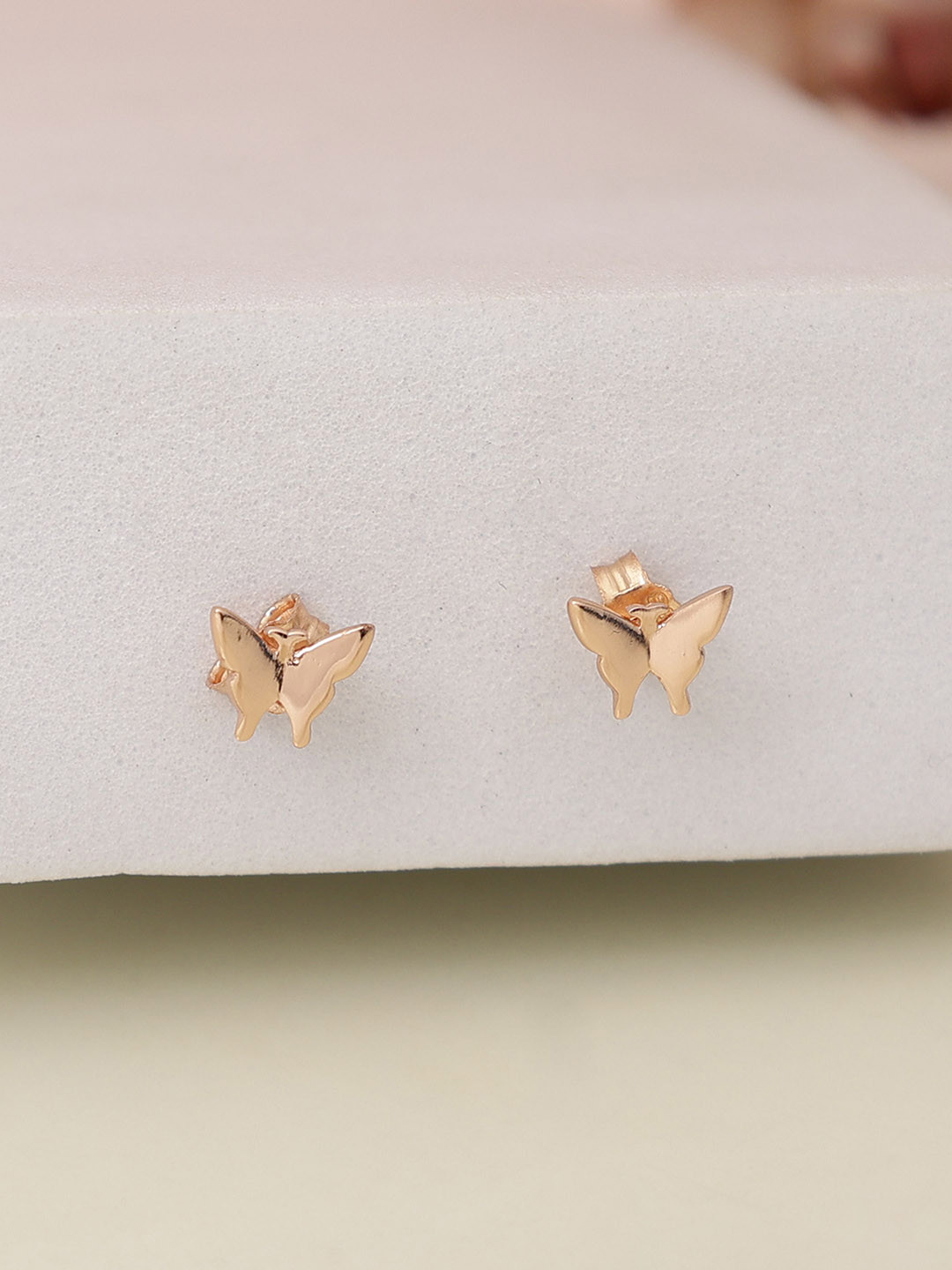 DIAVO Women Rose Gold-Plated Butterfly Studs Earring