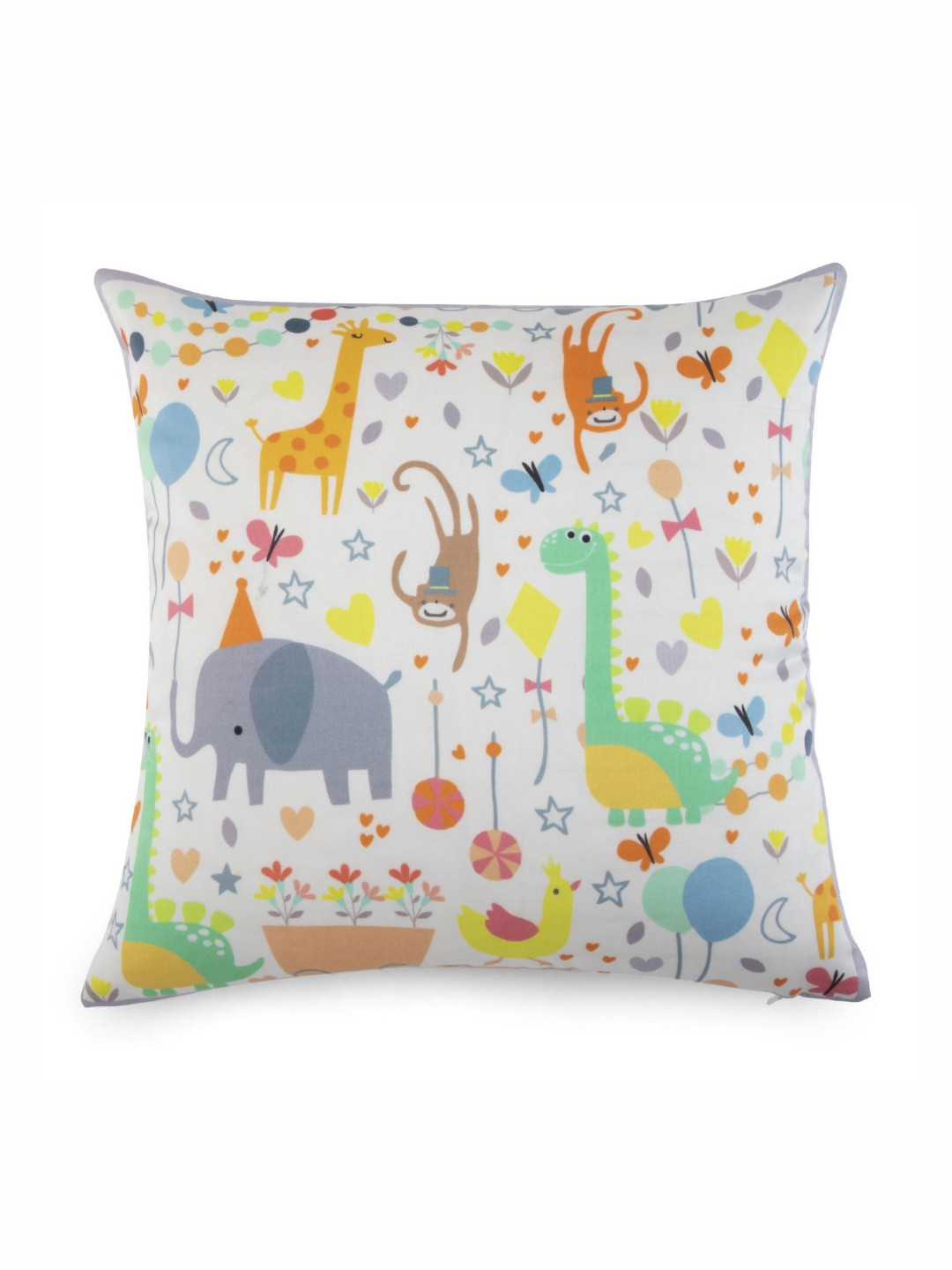 WAXWINGO White & Green Cartoon Characters Printed Square Cushion Covers