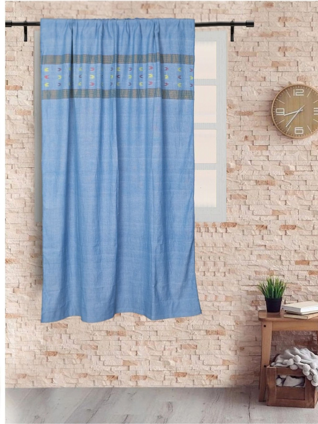 ArtEastri Blue & Yellow Geometric Window Curtain