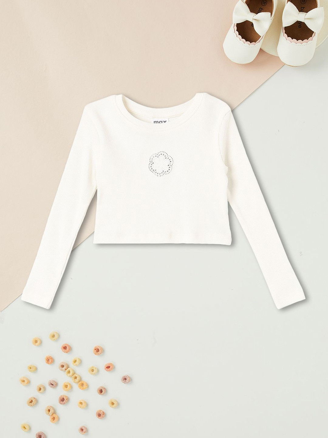 max Cotton Girls Round Neck Cotton Top