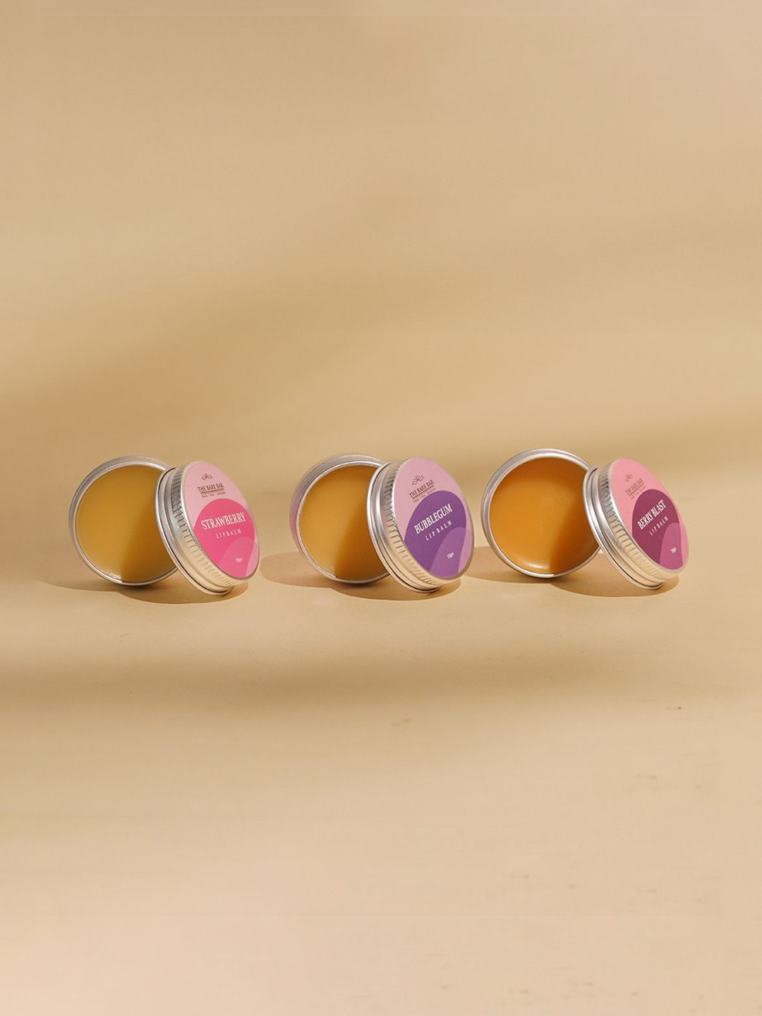 The Bare Bar Set Of 3 Strawberry , Bubble Gum & Berry Lip Balm - 10 g Each