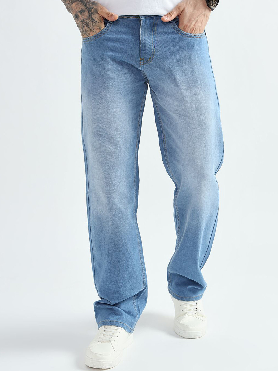 DENIMLOOK Men Relaxed Fit Light Fade Stretchable Baggy Jeans