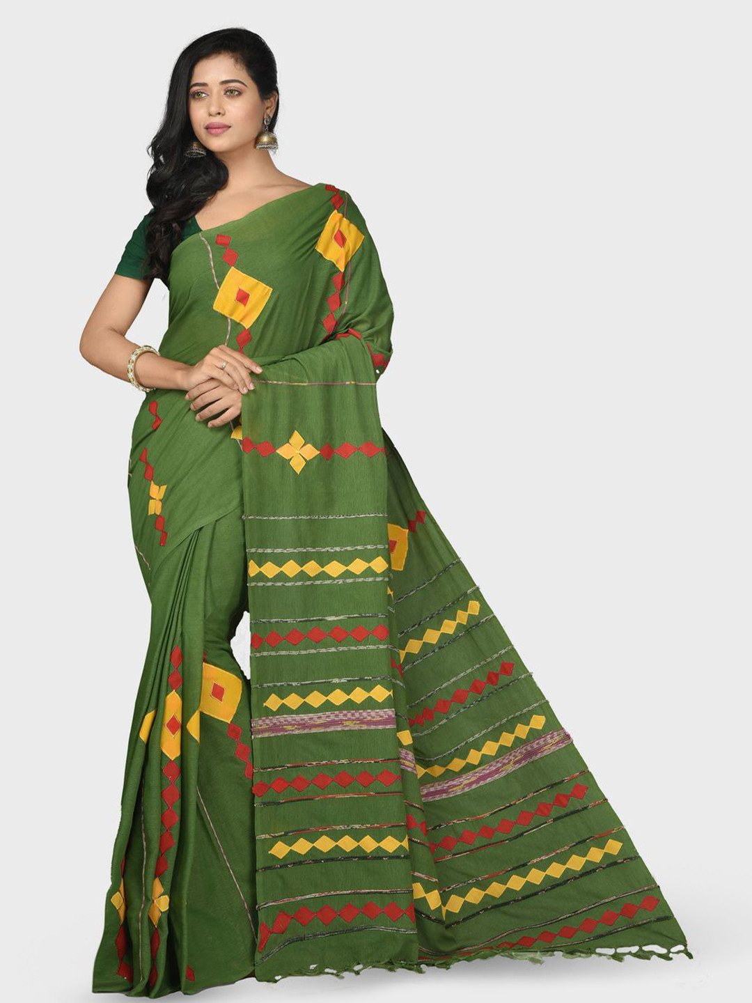 Crochetin Woven Design Patchwork Saree