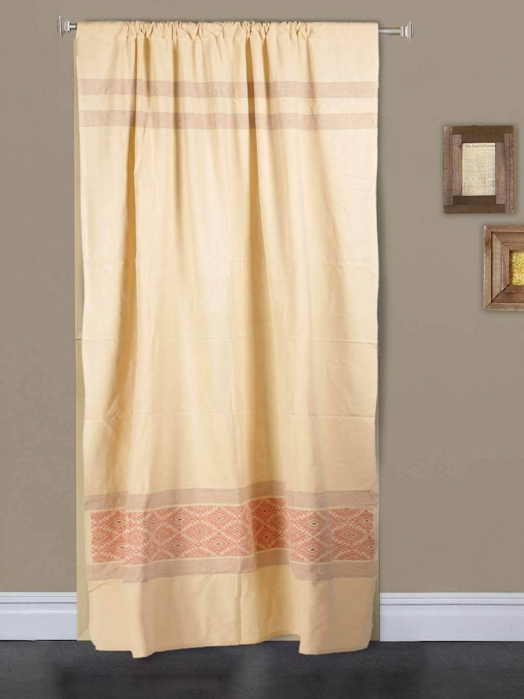 ArtEastri Beige & Red Ethnic Motifs Door Curtain