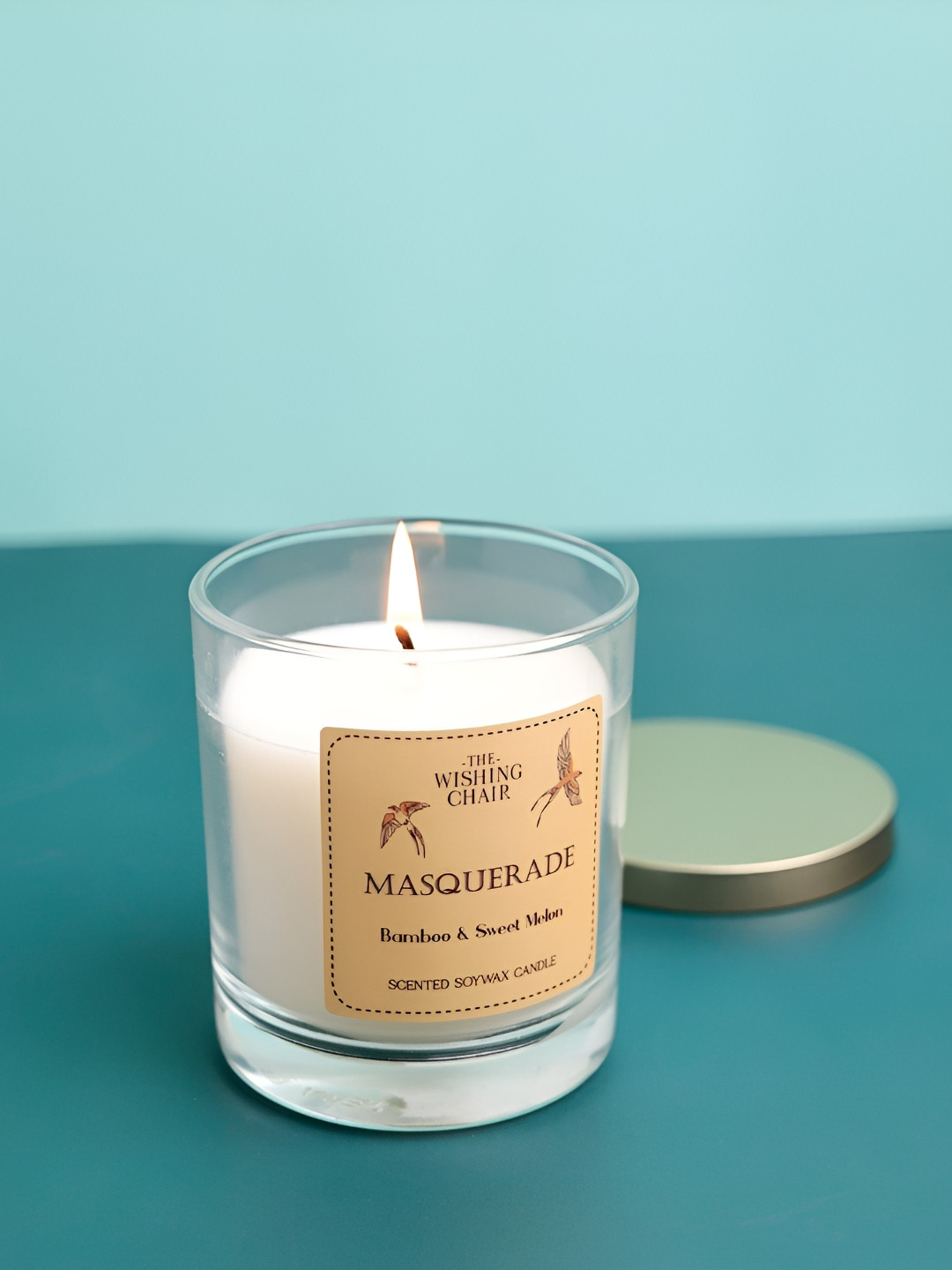 The Wishing Chair Masquerade Bamboo and Sweet Melon Solid Geometric Regular Jar Candles