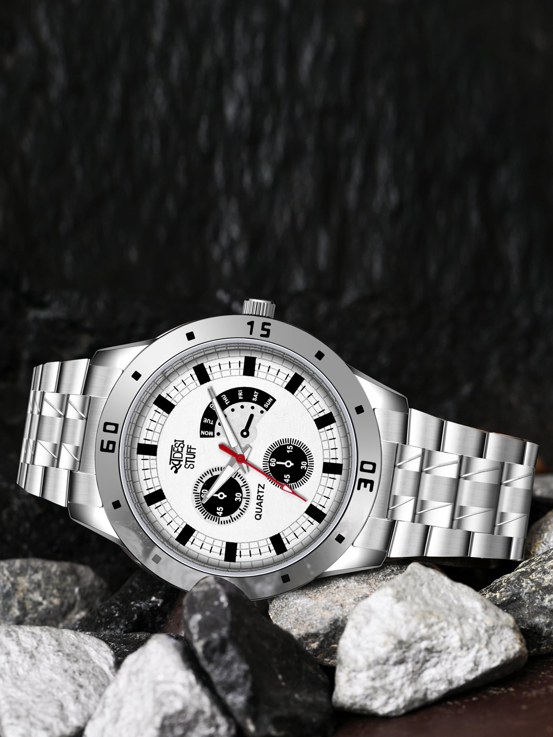 SWADESI STUFF Men Dial & Wrap Around Straps Mechanical Analogue Watch AVEO SILVER