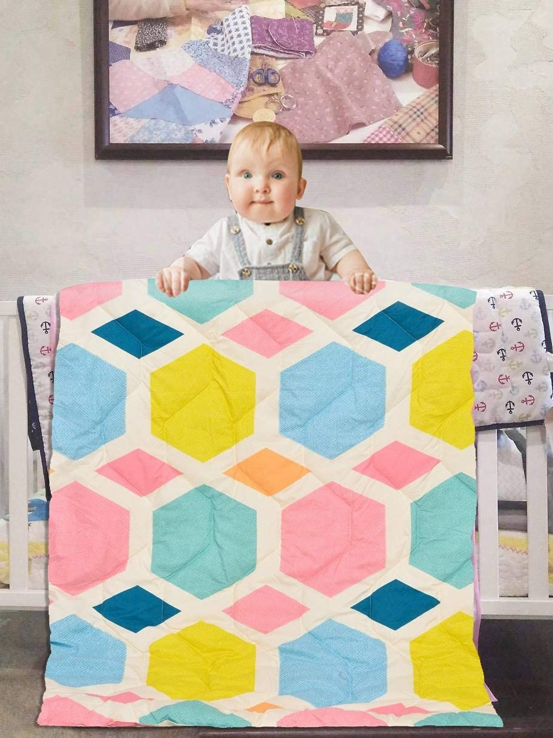 Aura RR Creations Pink Printed Microfiber Cotton Mild Winter 150 GSM Single Bed Comforter