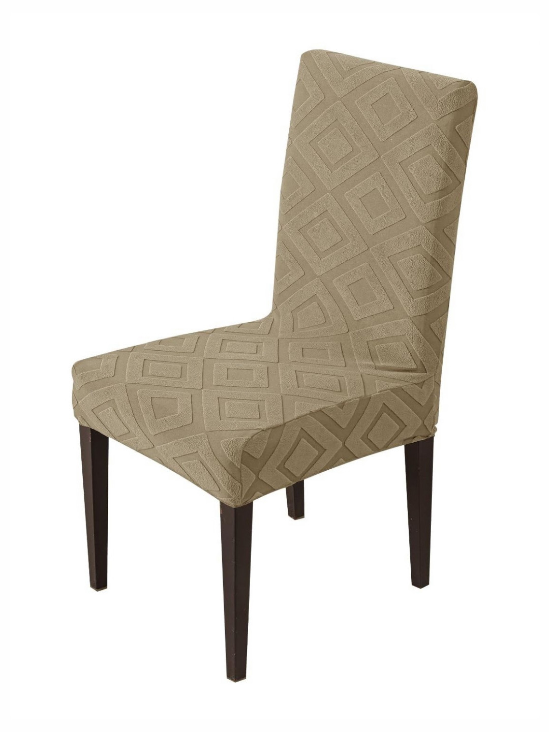 HOUSE OF QUIRK Camel Brown Patterned 220 GSM Chair Cover