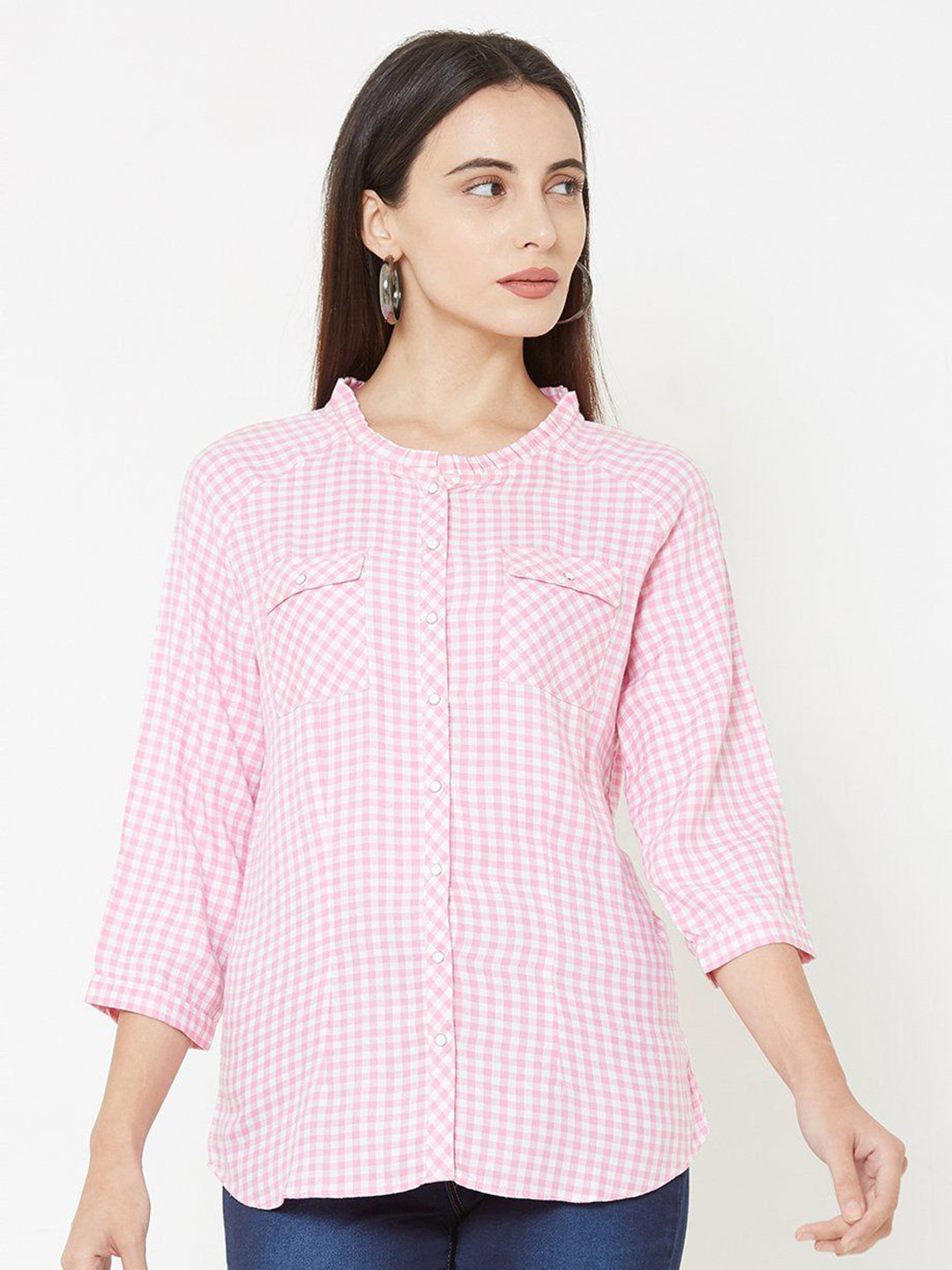 Kraus Jeans Women Checked Shirt Style Top