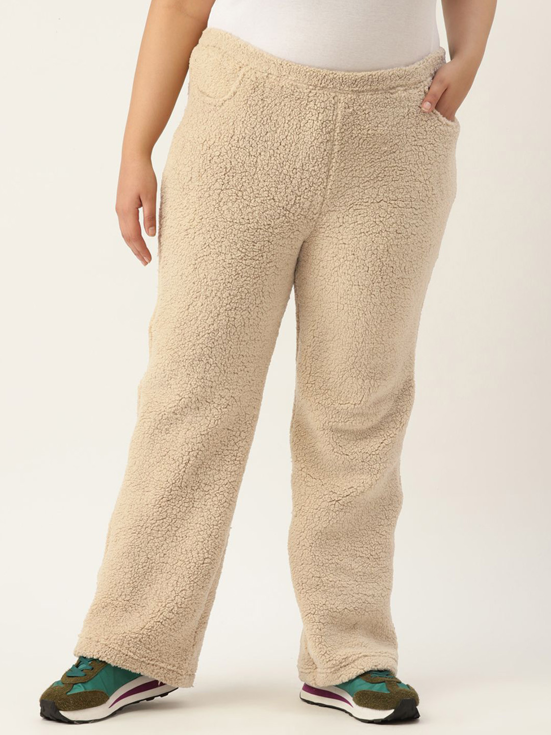 theRebelinme Women Plus Size Regular Fit High-Rise Winter Trouser