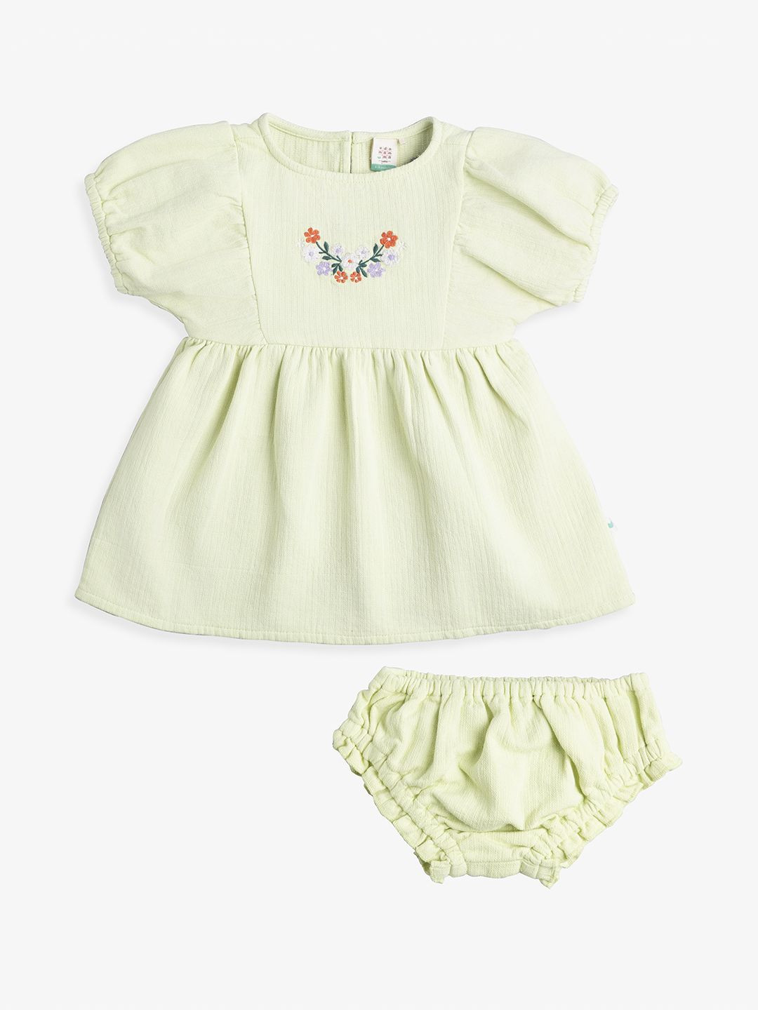 Ed-a-Mamma Baby Girls Floral Embroidered Cotton Fit & Flare Dress With bloomer