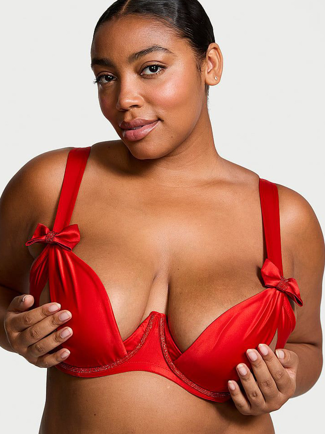 Victoria's Secret Dream Angels Wicked Twinkle Bows Satin Open-Cup Balconette Embellished Bra