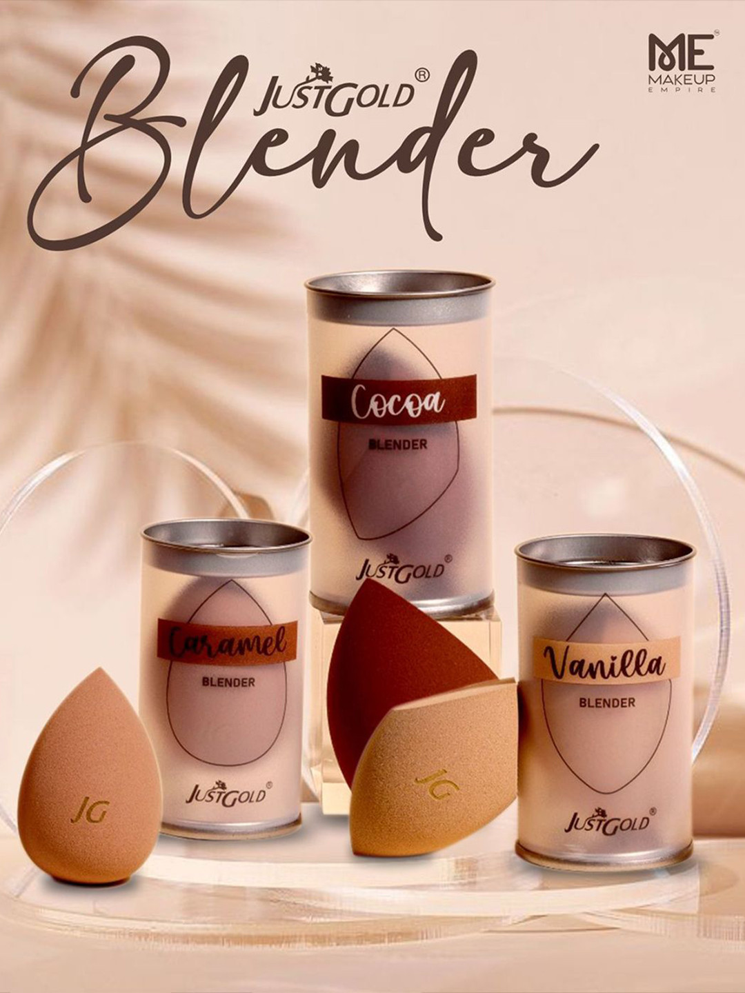 JUSTGOLD Dab & Blend Beauty Blender Latex Makeup Sponge- Cocoa