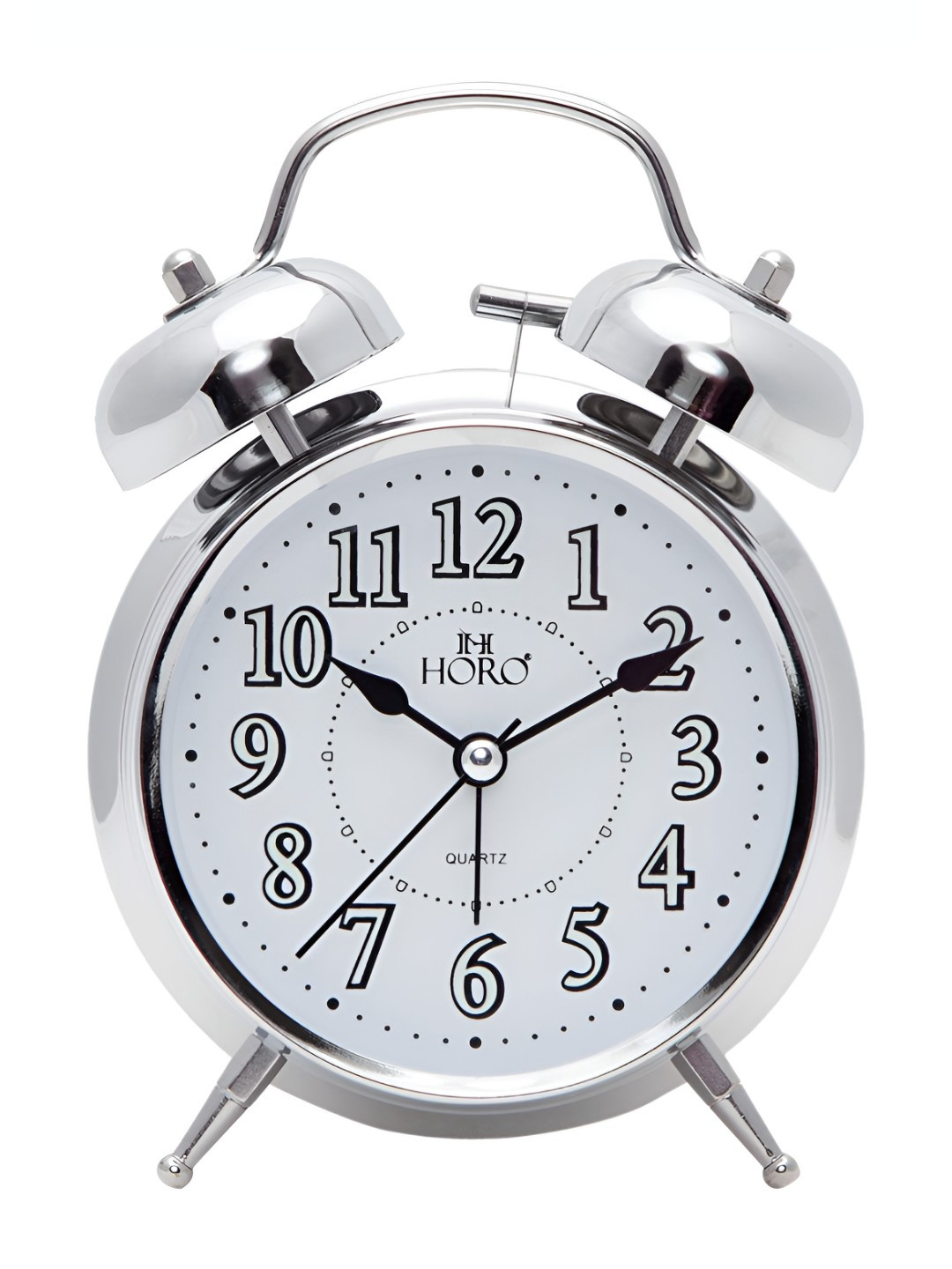 Horo Steel & White Traditional Table Clock