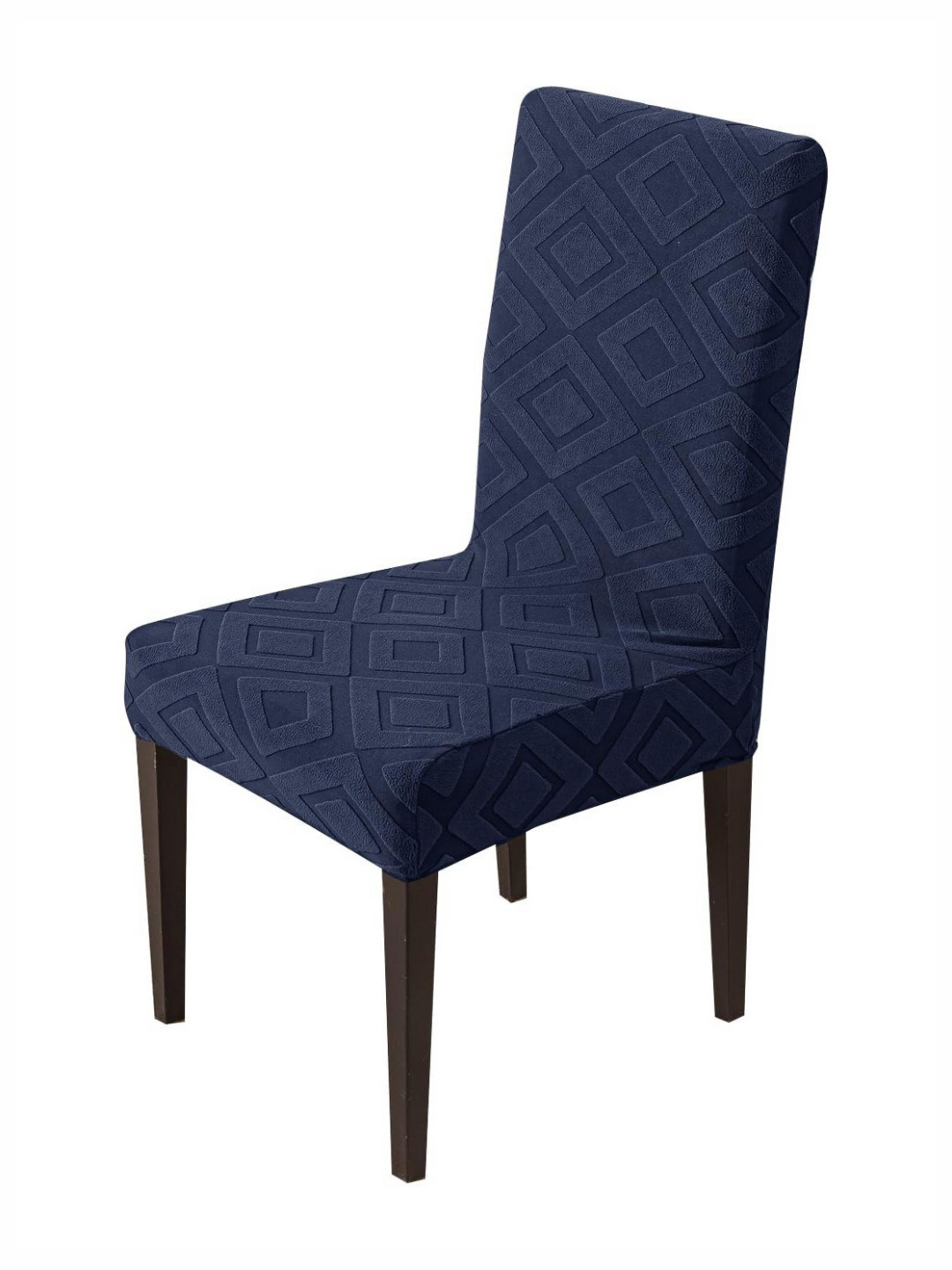 HOUSE OF QUIRK Navy Blue Patterned 220 GSM Chair Cover