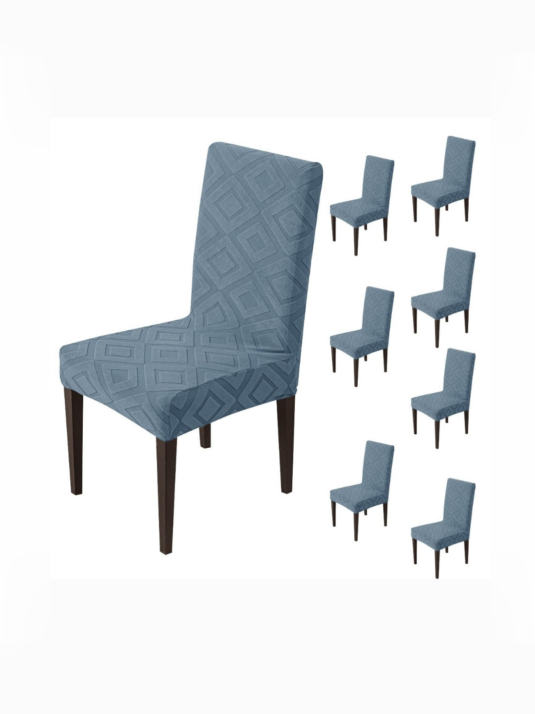 HOUSE OF QUIRK Set Of 8 Blue Washabale Chair Covers