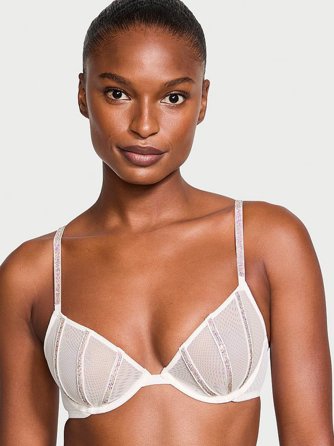 Victoria's Secret Very Sexy Sheer Shine Low-Cut Demi Embellished Bra