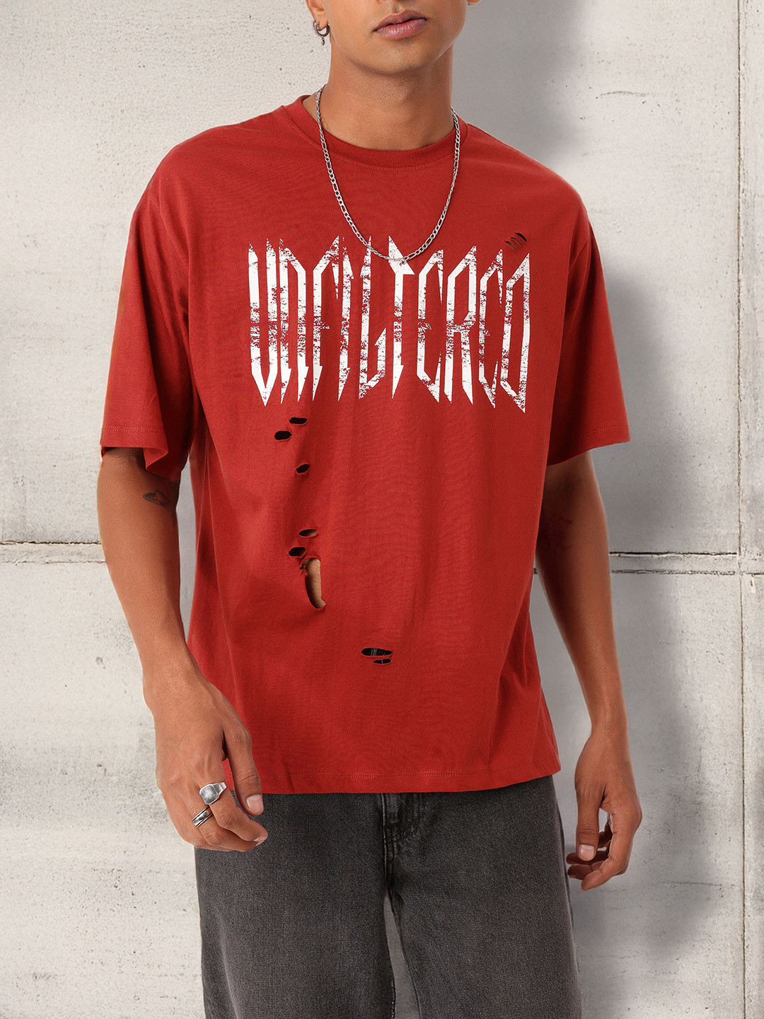 Kook N Keech Fish Eye Cut-Outs Printed Relaxed Fit T-shirt